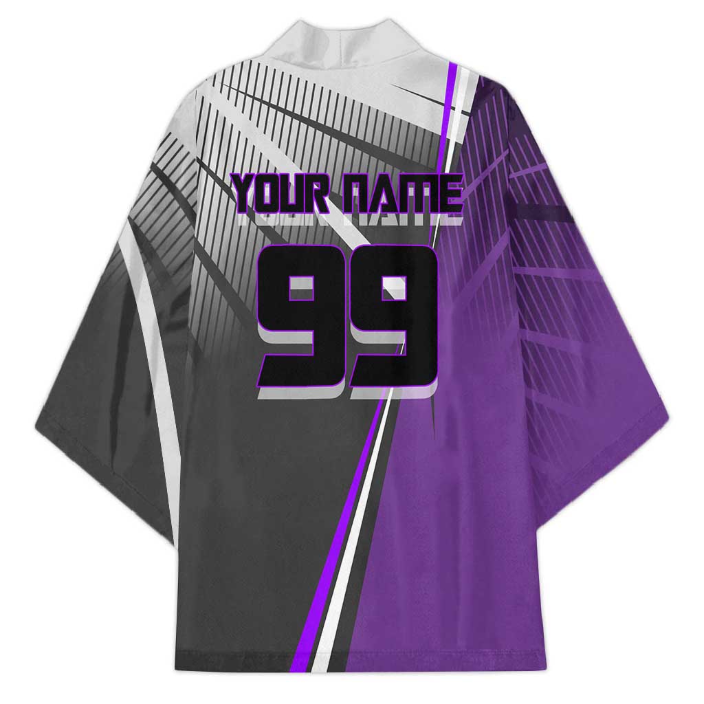 Personalized Toge Inumaki Jujutsu Kaisen Kimono with Purple Gradient and Action Kick Design