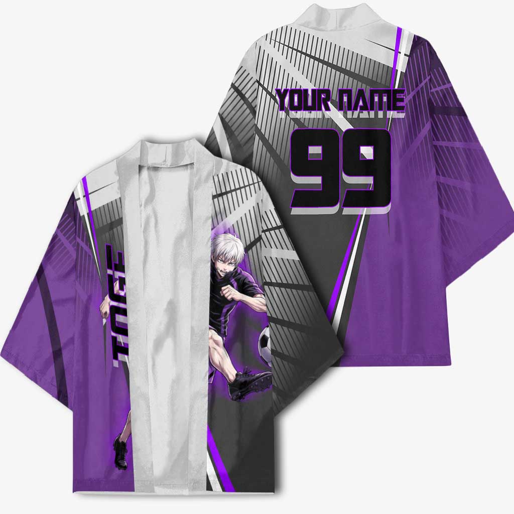 Personalized Toge Inumaki Jujutsu Kaisen Kimono with Purple Gradient and Action Kick Design