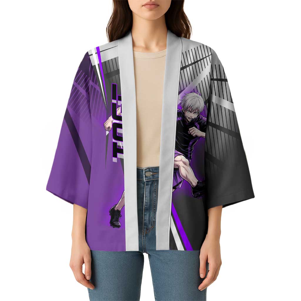 Personalized Toge Inumaki Jujutsu Kaisen Kimono with Purple Gradient and Action Kick Design
