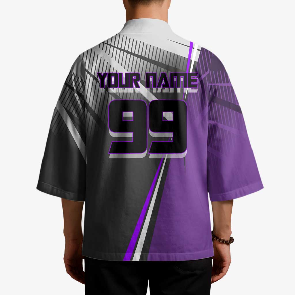 Personalized Toge Inumaki Jujutsu Kaisen Kimono with Purple Gradient and Action Kick Design