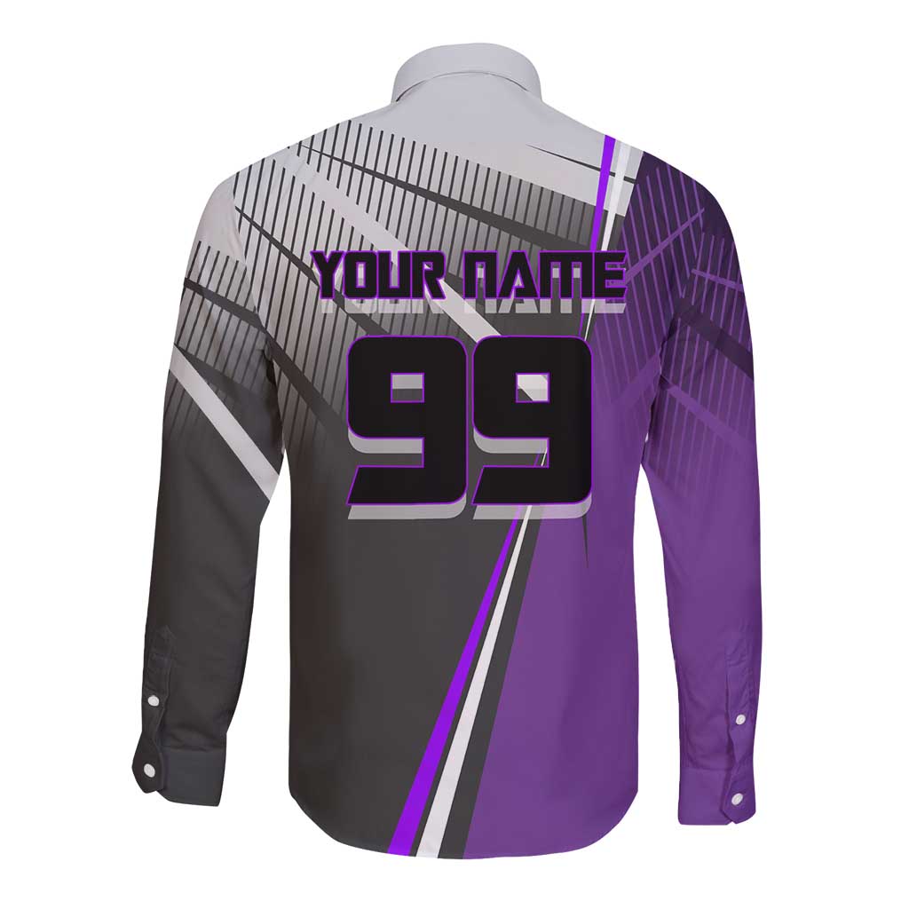 Personalized Toge Inumaki Jujutsu Kaisen Long Sleeve Button Shirt with Purple Gradient and Action Kick Design