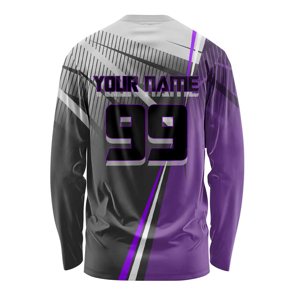 Personalized Toge Inumaki Jujutsu Kaisen Long Sleeve Shirt with Purple Gradient and Action Kick Design
