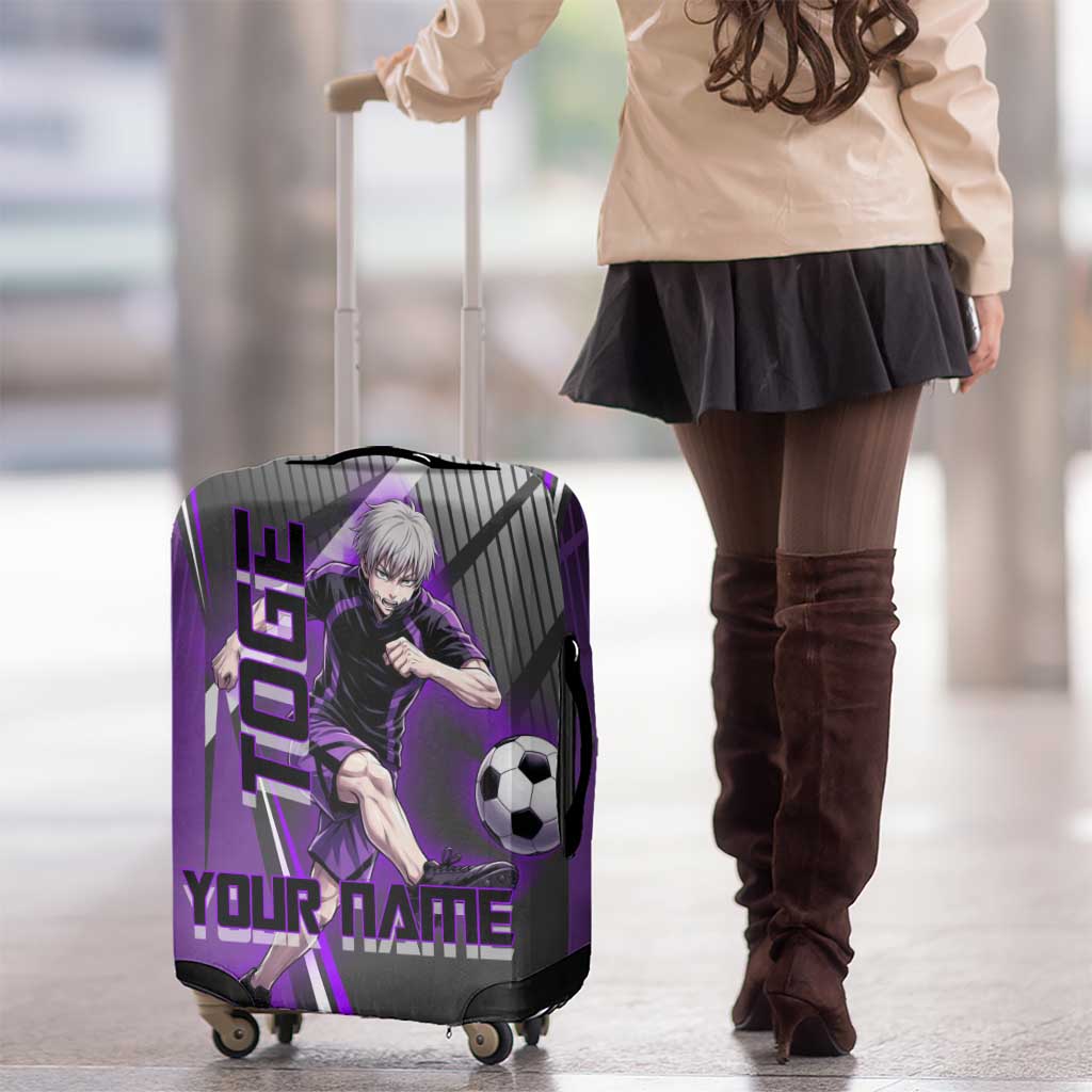 Personalized Toge Inumaki Jujutsu Kaisen Luggage Cover with Purple Gradient and Action Kick Design