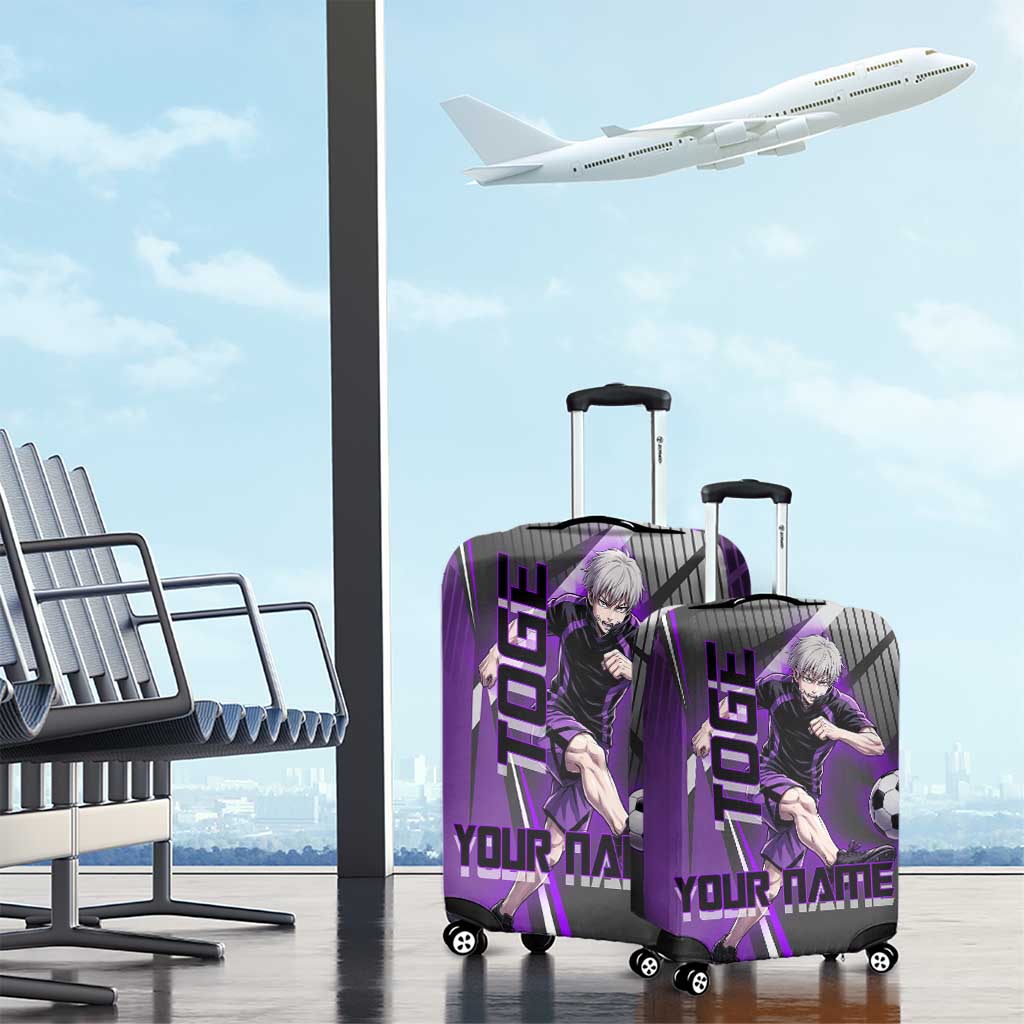 Personalized Toge Inumaki Jujutsu Kaisen Luggage Cover with Purple Gradient and Action Kick Design