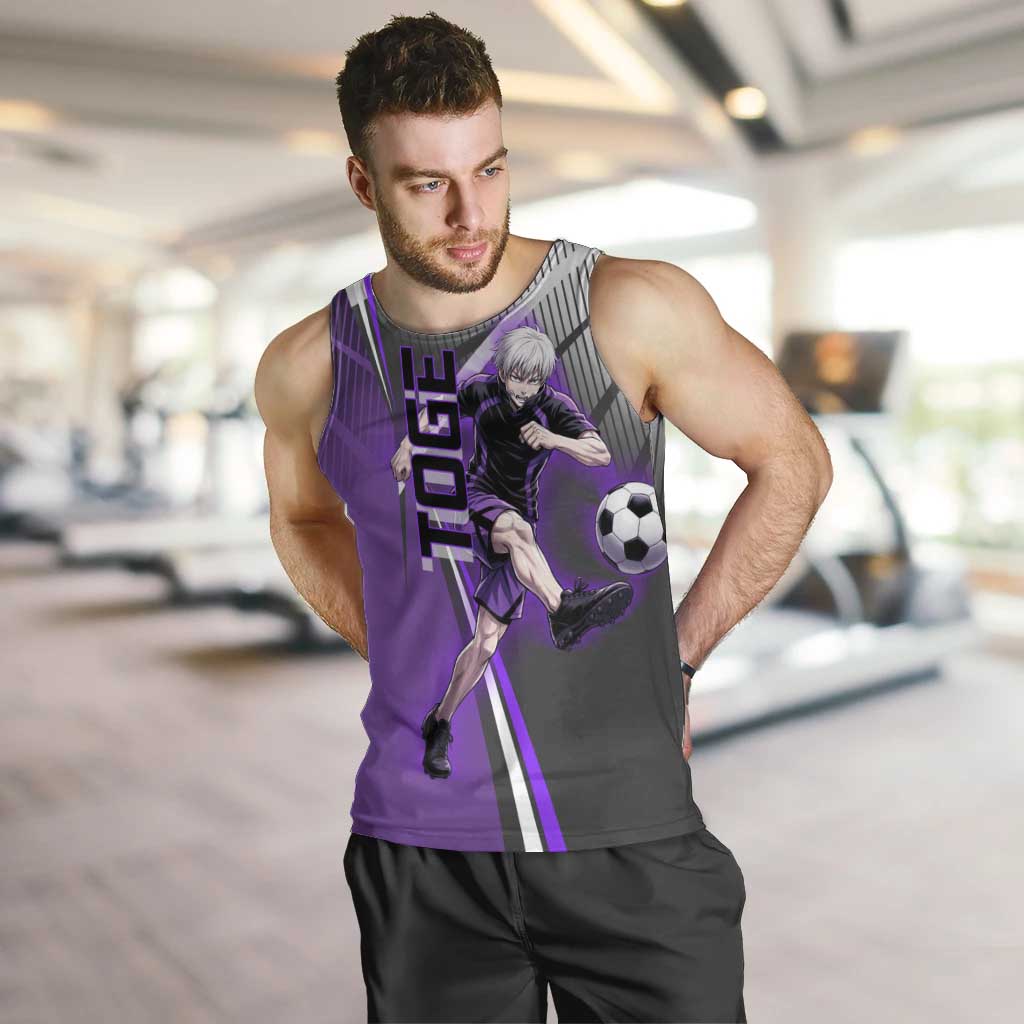 Personalized Toge Inumaki Jujutsu Kaisen Men Tank Top with Purple Gradient and Action Kick Design