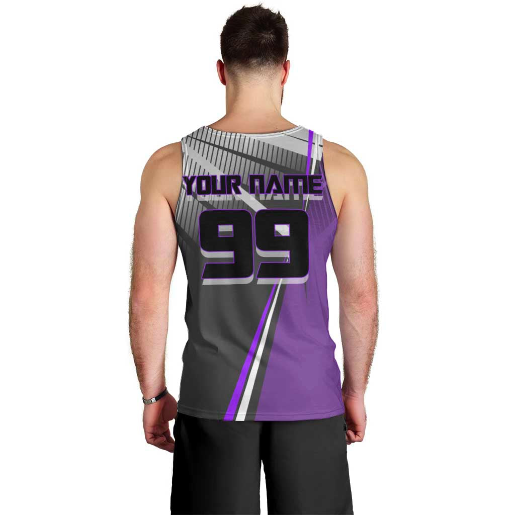 Personalized Toge Inumaki Jujutsu Kaisen Men Tank Top with Purple Gradient and Action Kick Design