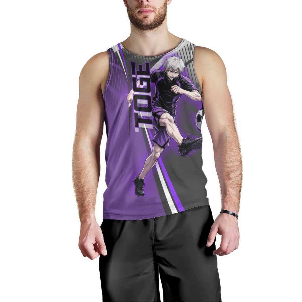 Personalized Toge Inumaki Jujutsu Kaisen Men Tank Top with Purple Gradient and Action Kick Design