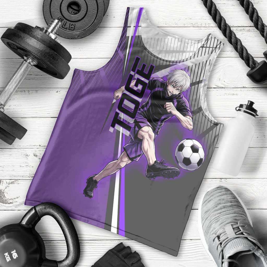 Personalized Toge Inumaki Jujutsu Kaisen Men Tank Top with Purple Gradient and Action Kick Design