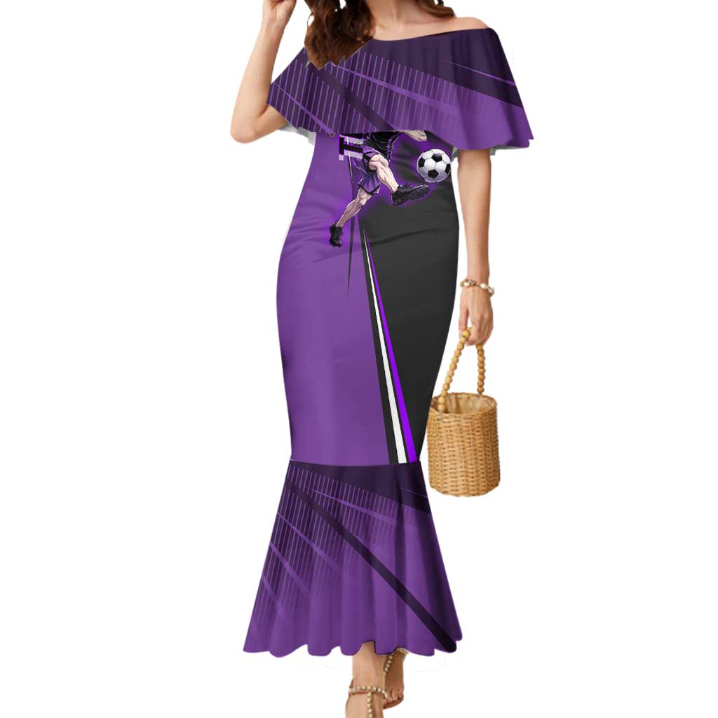 Personalized Toge Inumaki Jujutsu Kaisen Mermaid Dress with Purple Gradient and Action Kick Design