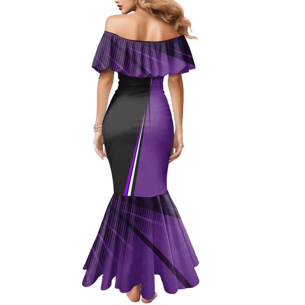 Personalized Toge Inumaki Jujutsu Kaisen Mermaid Dress with Purple Gradient and Action Kick Design