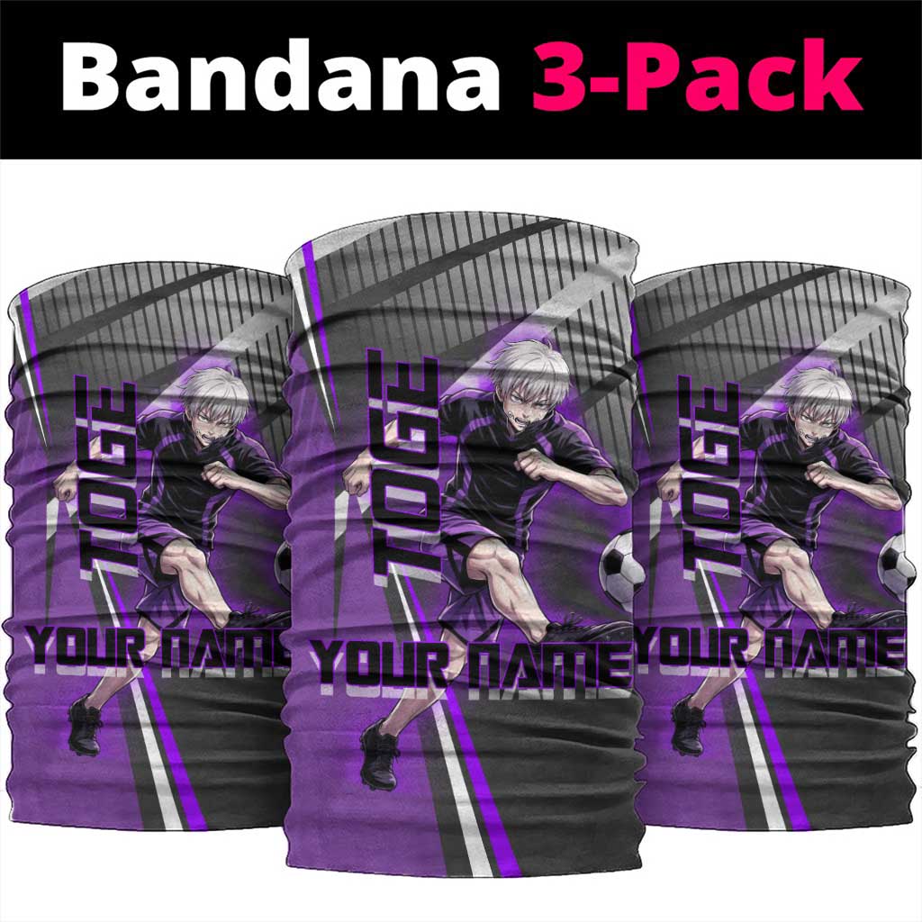 Personalized Toge Inumaki Jujutsu Kaisen Neck Gaiter with Purple Gradient and Action Kick Design