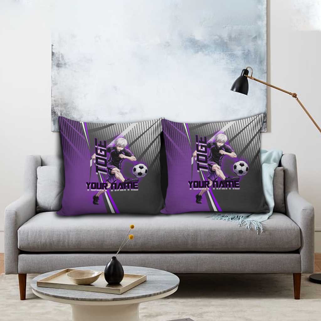Personalized Toge Inumaki Jujutsu Kaisen Pillow Cover with Purple Gradient and Action Kick Design