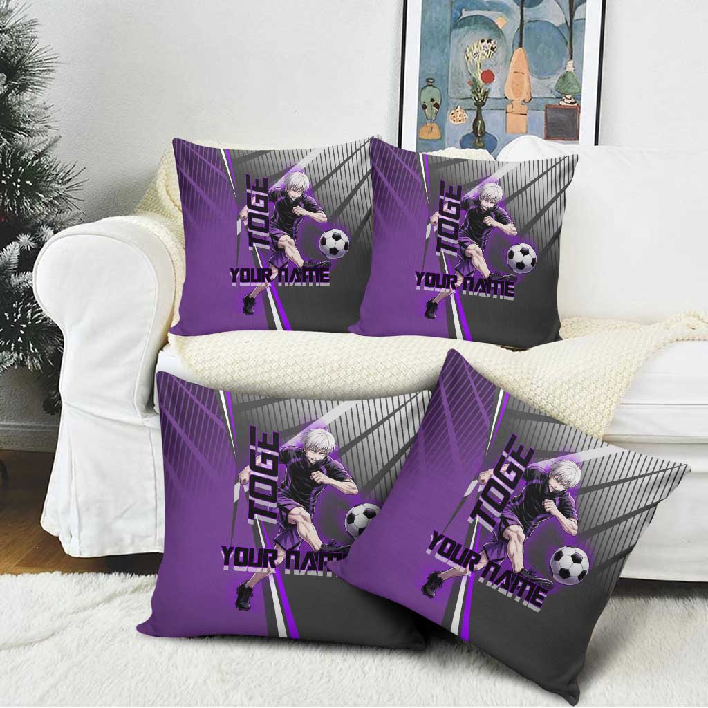 Personalized Toge Inumaki Jujutsu Kaisen Pillow Cover with Purple Gradient and Action Kick Design