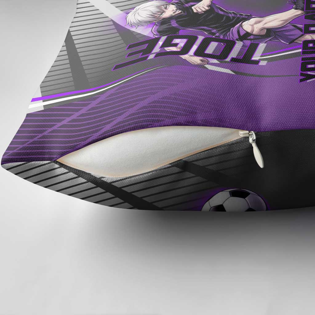 Personalized Toge Inumaki Jujutsu Kaisen Pillow Cover with Purple Gradient and Action Kick Design