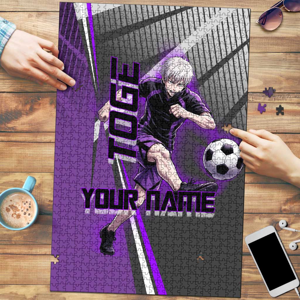 Personalized Toge Inumaki Jujutsu Kaisen Puzzle with Purple Gradient and Action Kick Design