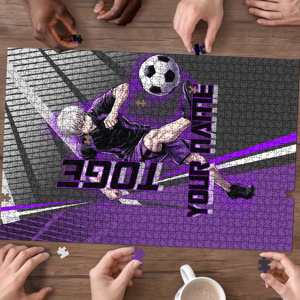 Personalized Toge Inumaki Jujutsu Kaisen Puzzle with Purple Gradient and Action Kick Design