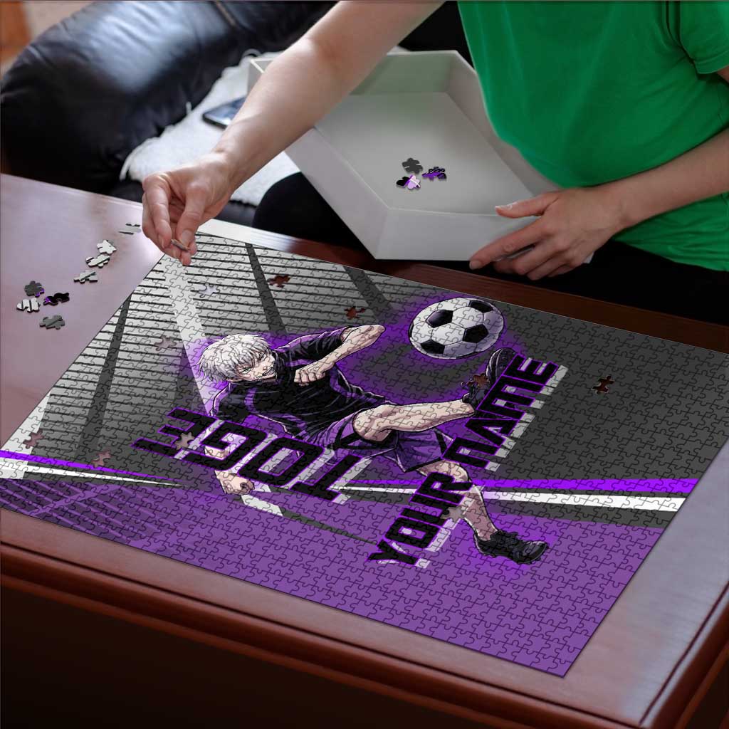 Personalized Toge Inumaki Jujutsu Kaisen Puzzle with Purple Gradient and Action Kick Design