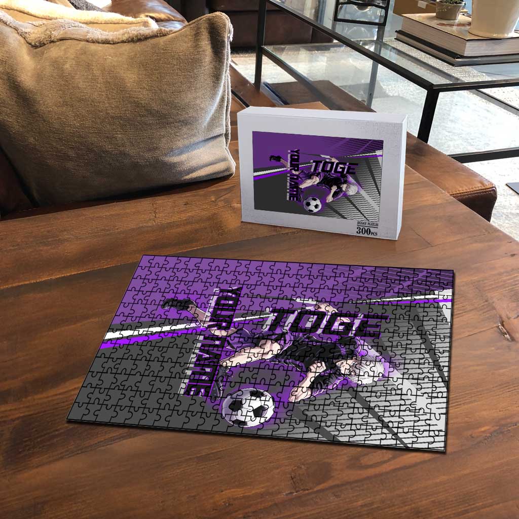Personalized Toge Inumaki Jujutsu Kaisen Puzzle with Purple Gradient and Action Kick Design
