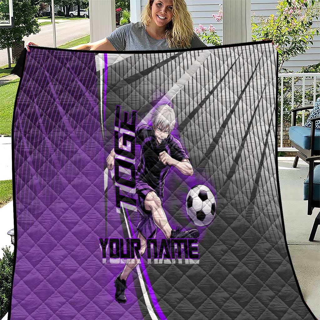 Personalized Toge Inumaki Jujutsu Kaisen Quilt with Purple Gradient and Action Kick Design