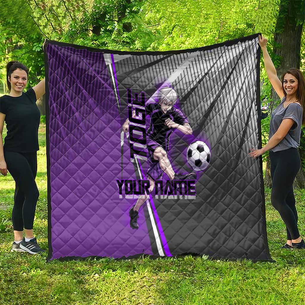 Personalized Toge Inumaki Jujutsu Kaisen Quilt with Purple Gradient and Action Kick Design