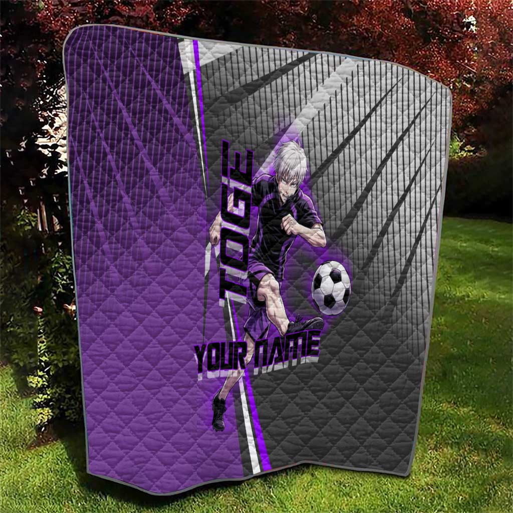 Personalized Toge Inumaki Jujutsu Kaisen Quilt with Purple Gradient and Action Kick Design