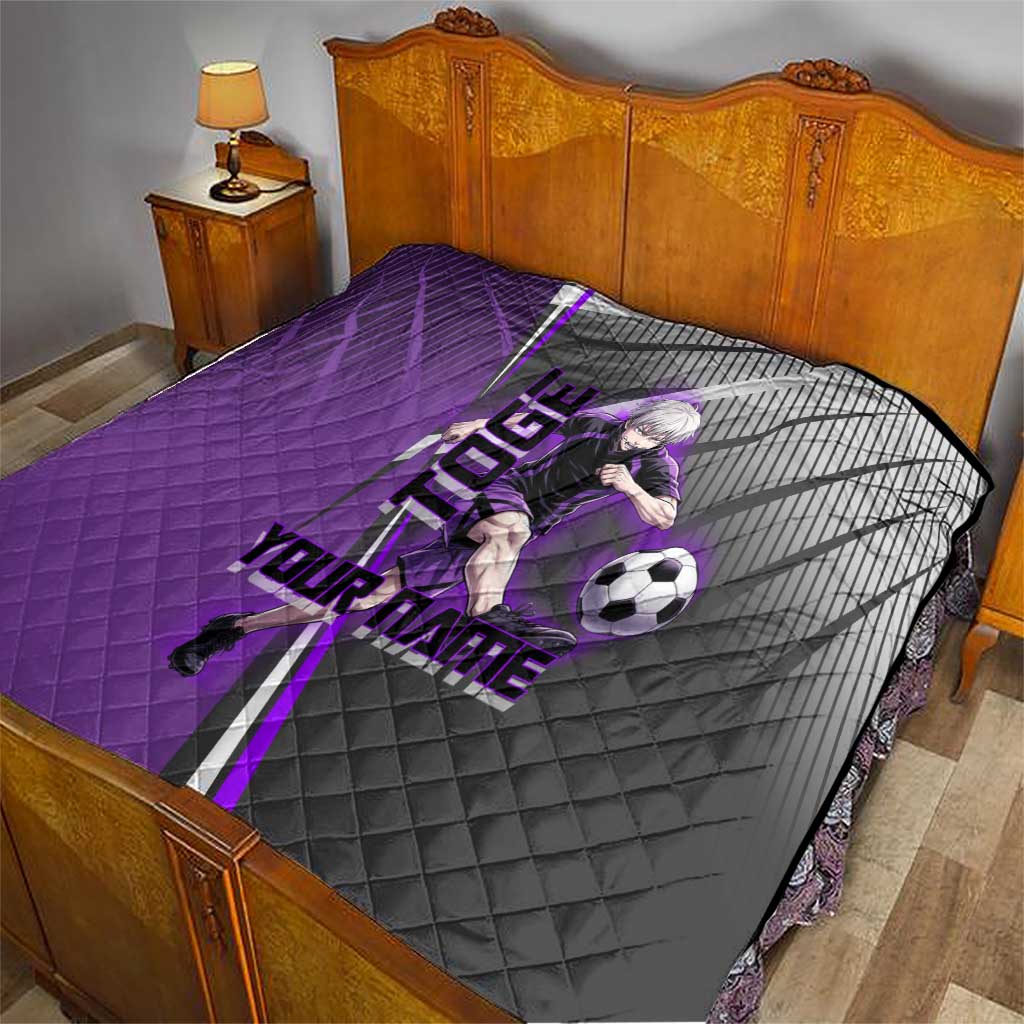 Personalized Toge Inumaki Jujutsu Kaisen Quilt with Purple Gradient and Action Kick Design