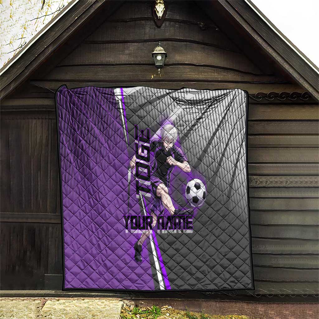 Personalized Toge Inumaki Jujutsu Kaisen Quilt with Purple Gradient and Action Kick Design