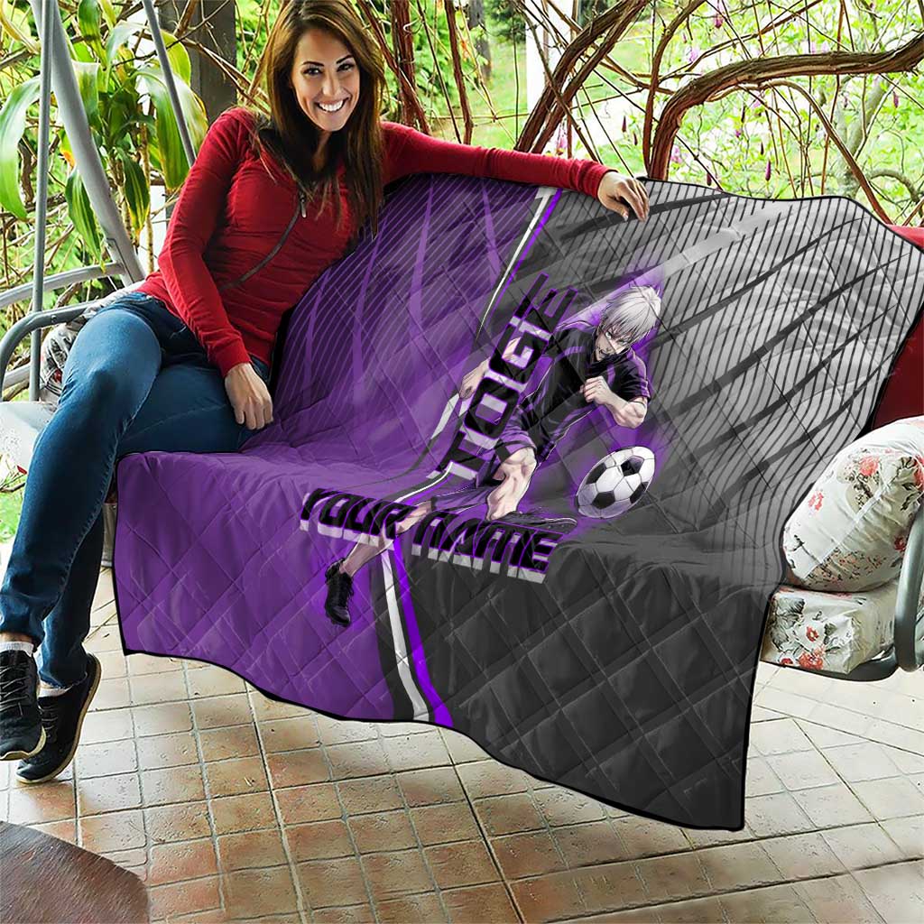 Personalized Toge Inumaki Jujutsu Kaisen Quilt with Purple Gradient and Action Kick Design