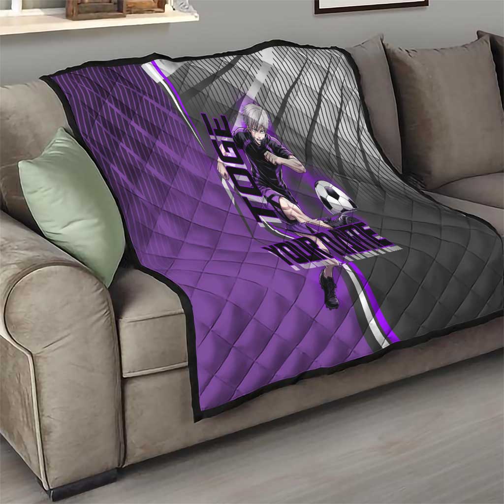 Personalized Toge Inumaki Jujutsu Kaisen Quilt with Purple Gradient and Action Kick Design