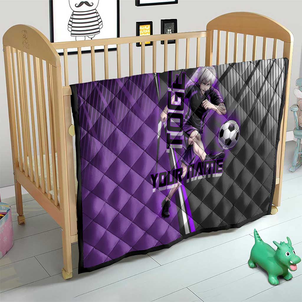 Personalized Toge Inumaki Jujutsu Kaisen Quilt with Purple Gradient and Action Kick Design
