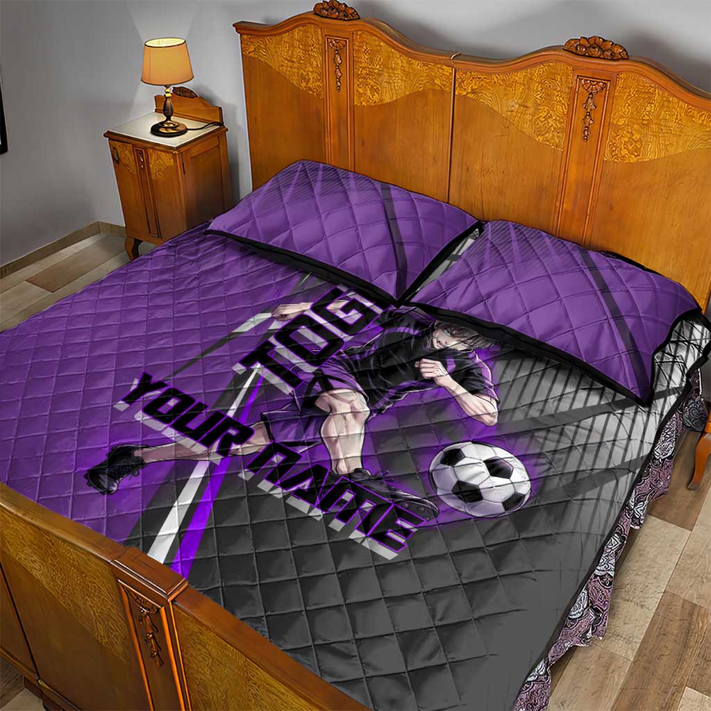 Personalized Toge Inumaki Jujutsu Kaisen Quilt Bed Set with Purple Gradient and Action Kick Design