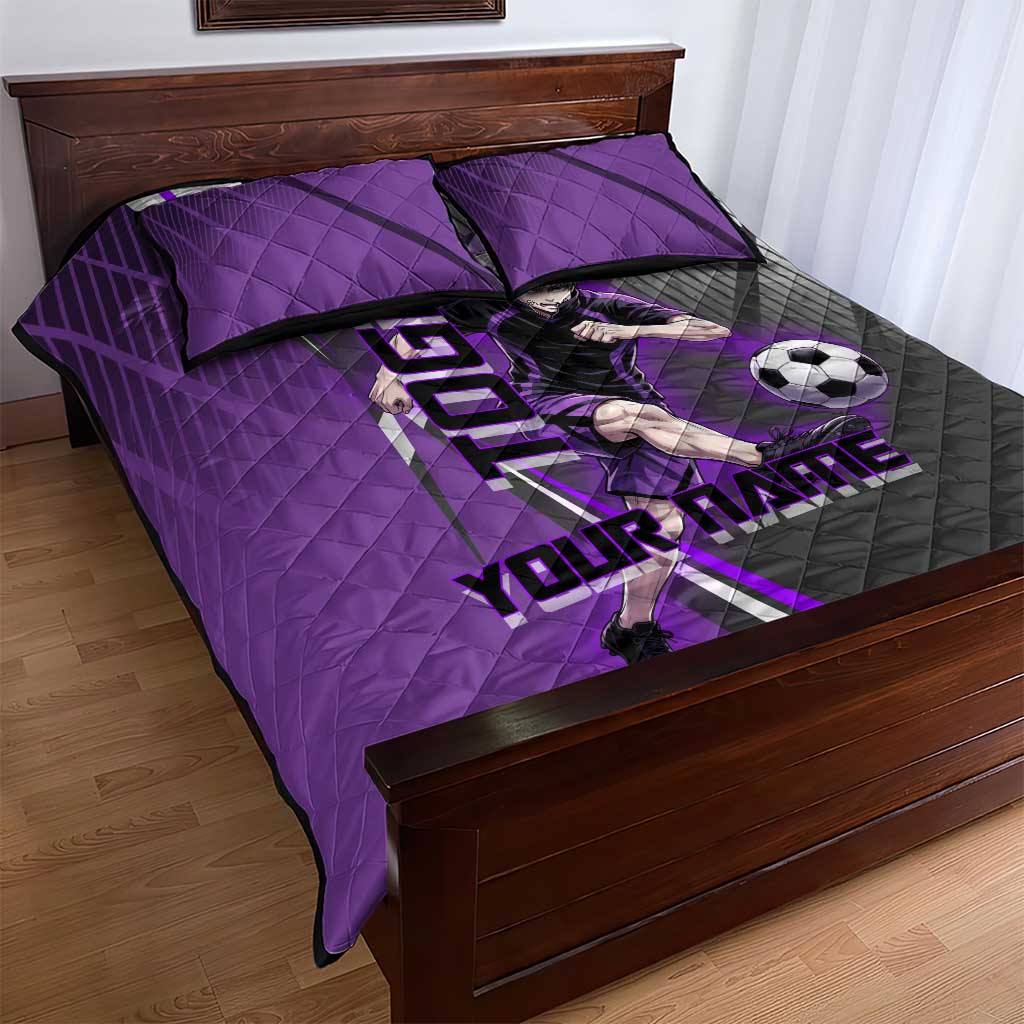 Personalized Toge Inumaki Jujutsu Kaisen Quilt Bed Set with Purple Gradient and Action Kick Design