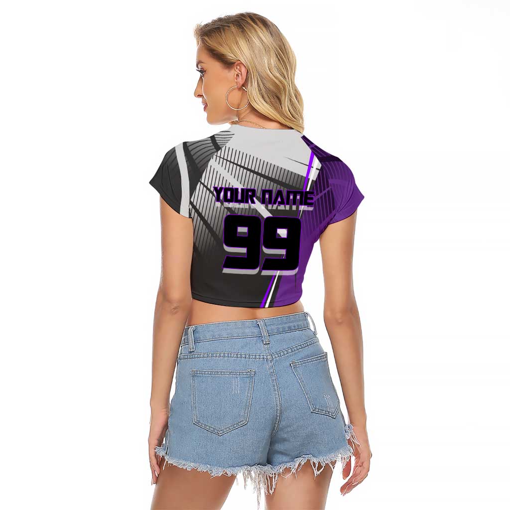 Personalized Toge Inumaki Jujutsu Kaisen Raglan Cropped T Shirt with Purple Gradient and Action Kick Design