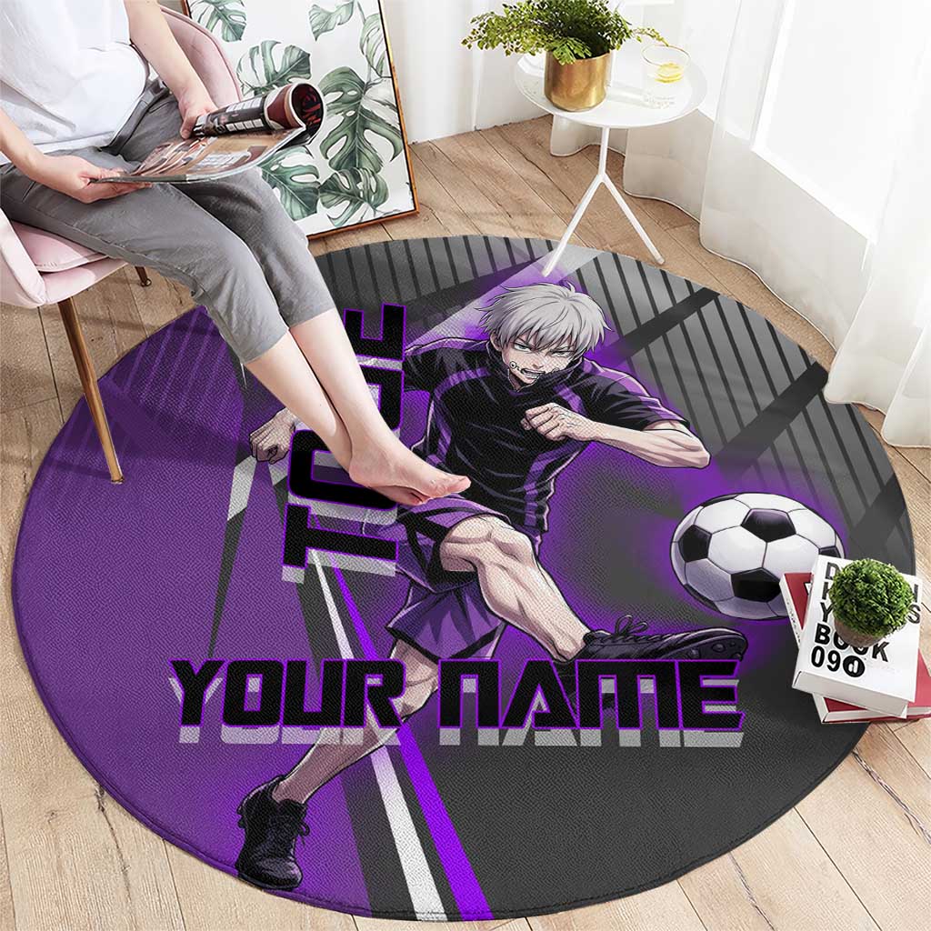 Personalized Toge Inumaki Jujutsu Kaisen Round Carpet with Purple Gradient and Action Kick Design