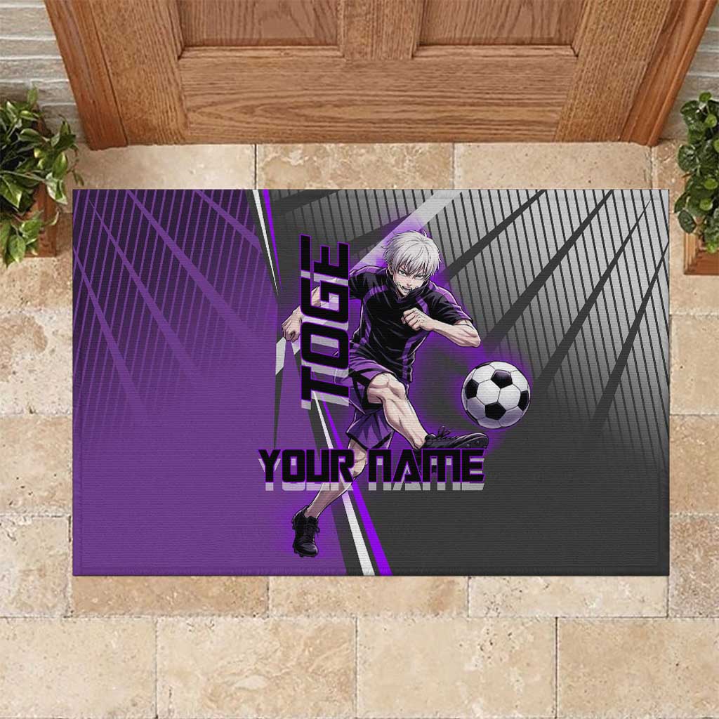 Personalized Toge Inumaki Jujutsu Kaisen Rubber Doormat with Purple Gradient and Action Kick Design