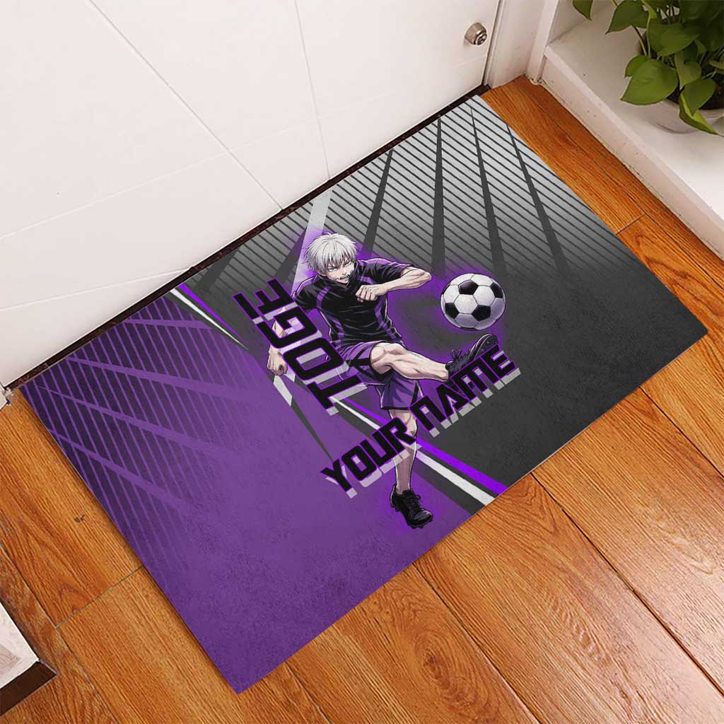Personalized Toge Inumaki Jujutsu Kaisen Rubber Doormat with Purple Gradient and Action Kick Design