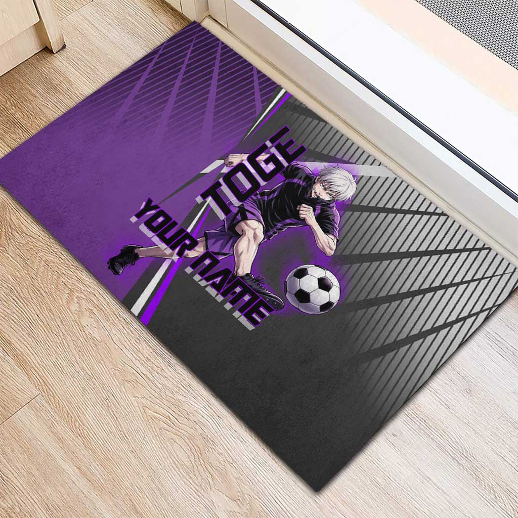 Personalized Toge Inumaki Jujutsu Kaisen Rubber Doormat with Purple Gradient and Action Kick Design