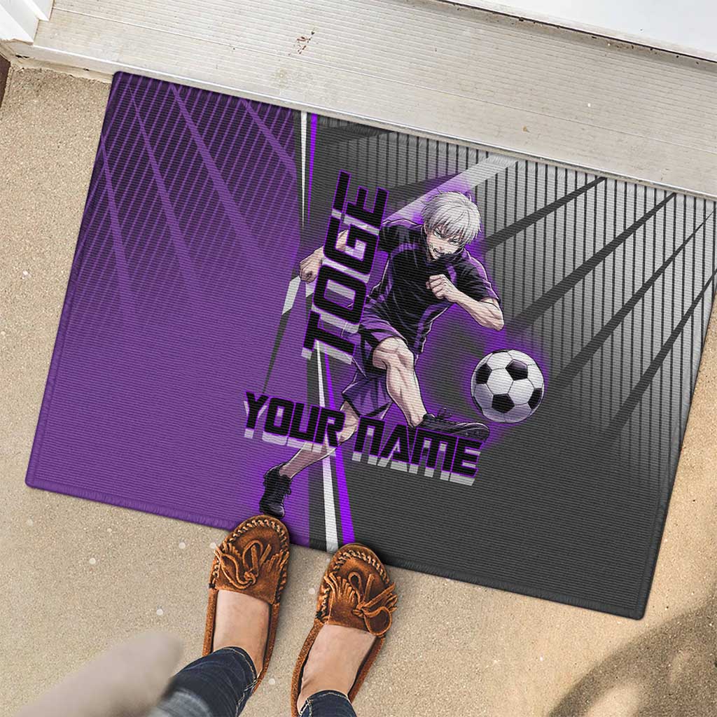 Personalized Toge Inumaki Jujutsu Kaisen Rubber Doormat with Purple Gradient and Action Kick Design