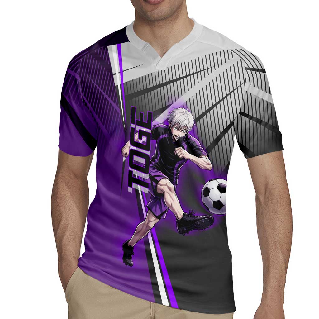 Personalized Toge Inumaki Jujutsu Kaisen Rugby Jersey with Purple Gradient and Action Kick Design