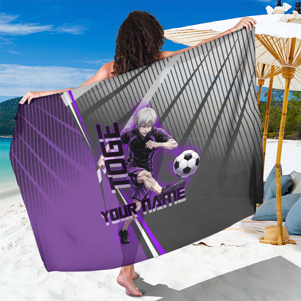 Personalized Toge Inumaki Jujutsu Kaisen Sarong with Purple Gradient and Action Kick Design
