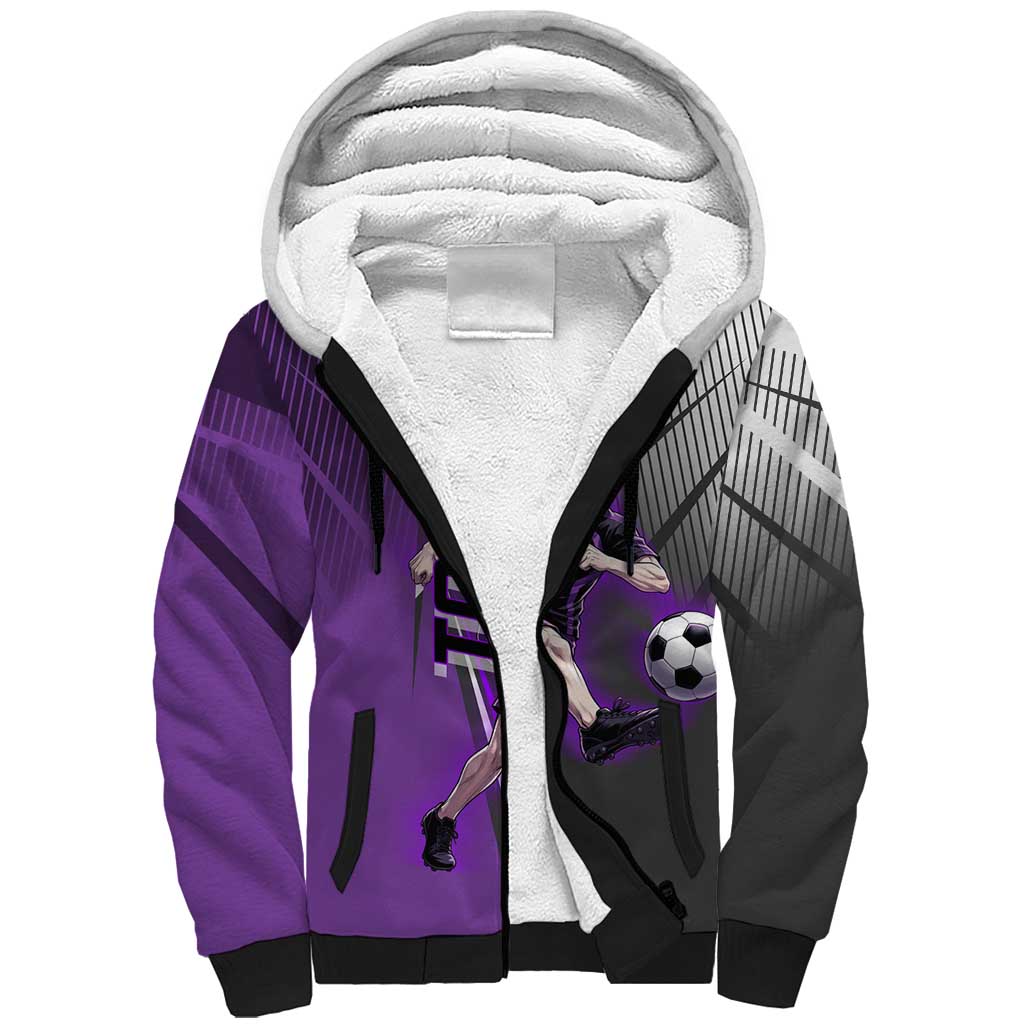Personalized Toge Inumaki Jujutsu Kaisen Sherpa Hoodie with Purple Gradient and Action Kick Design