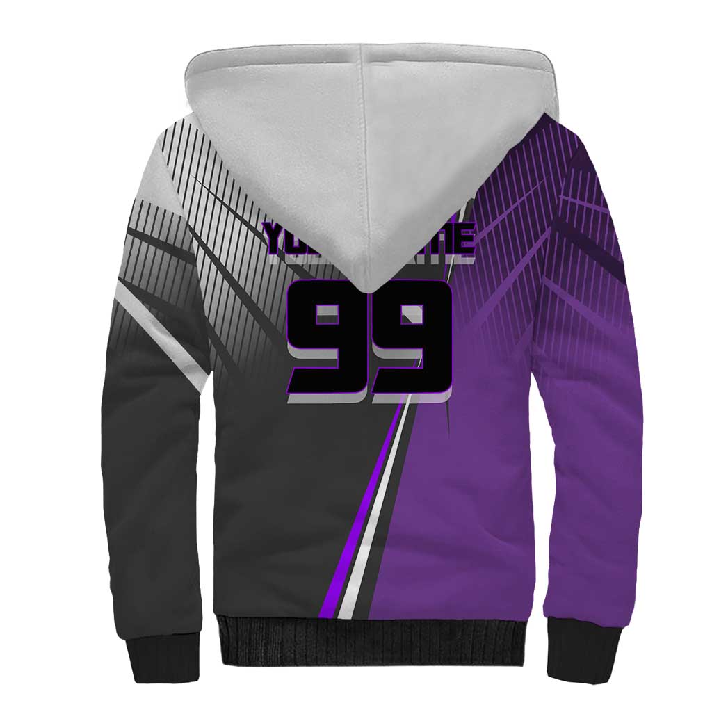 Personalized Toge Inumaki Jujutsu Kaisen Sherpa Hoodie with Purple Gradient and Action Kick Design