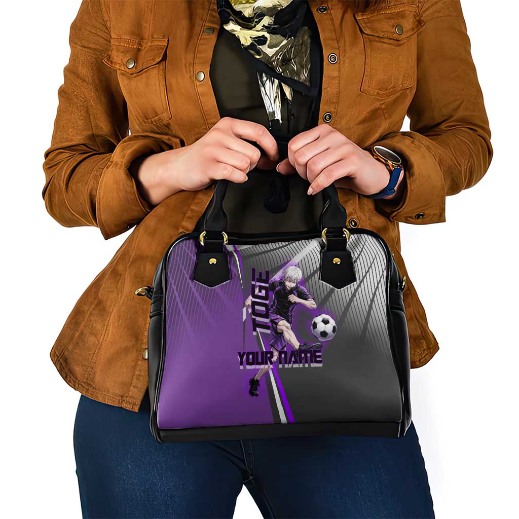 Personalized Toge Inumaki Jujutsu Kaisen Shoulder Handbag with Purple Gradient and Action Kick Design