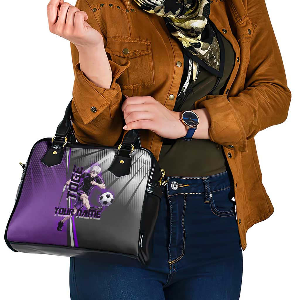 Personalized Toge Inumaki Jujutsu Kaisen Shoulder Handbag with Purple Gradient and Action Kick Design