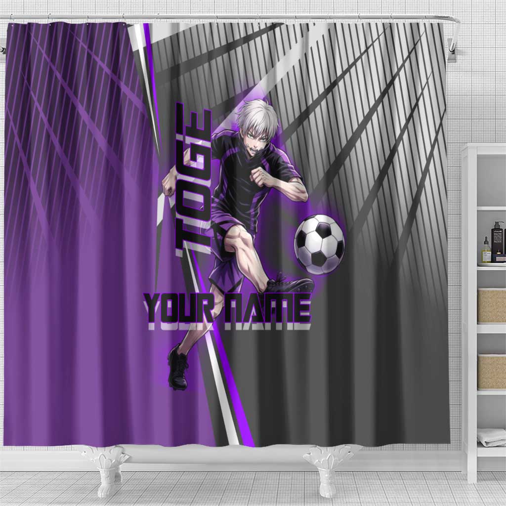 Personalized Toge Inumaki Jujutsu Kaisen Shower Curtain with Purple Gradient and Action Kick Design