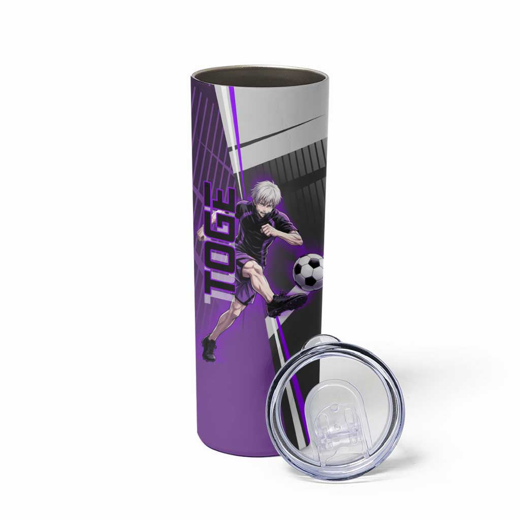 Personalized Toge Inumaki Jujutsu Kaisen Skinny Tumbler with Purple Gradient and Action Kick Design