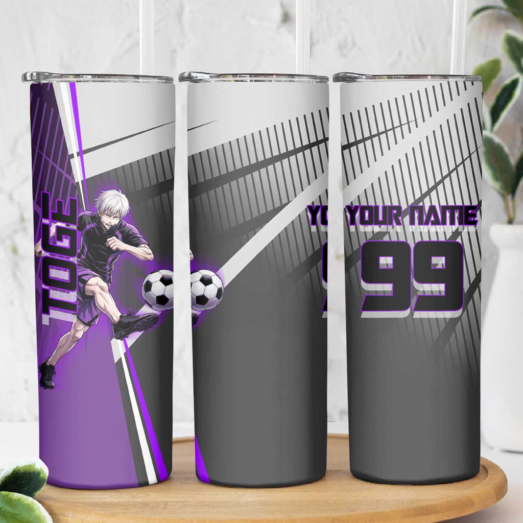 Personalized Toge Inumaki Jujutsu Kaisen Skinny Tumbler with Purple Gradient and Action Kick Design