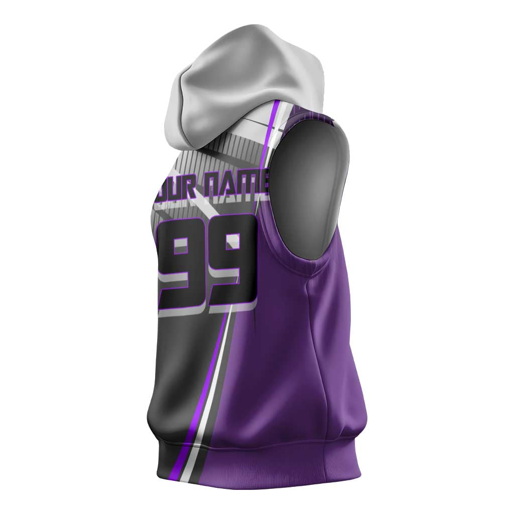 Personalized Toge Inumaki Jujutsu Kaisen Sleeveless Hoodie with Purple Gradient and Action Kick Design
