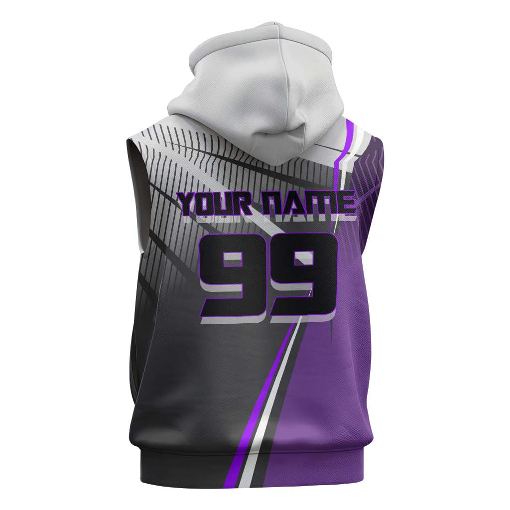 Personalized Toge Inumaki Jujutsu Kaisen Sleeveless Zip Hoodie with Purple Gradient and Action Kick Design