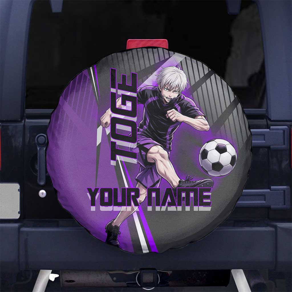 Personalized Toge Inumaki Jujutsu Kaisen Spare Tire Cover with Purple Gradient and Action Kick Design